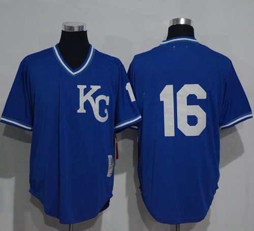 Men's Kansas City Royals Active Player Custom Blue Throwback Mitchell And Ness Stitched Jersey